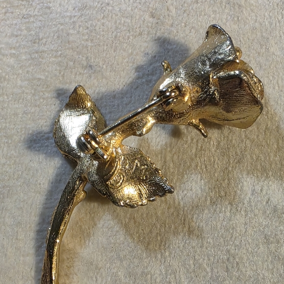 Vintage Bernard Meldahl Gold Plated Over Sterling Silver Gold Rose Brooch - Picture 4 of 6